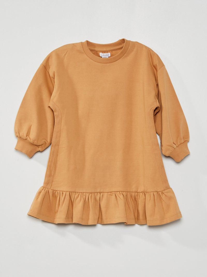Vestido-camisola em moletão bege - Kiabi