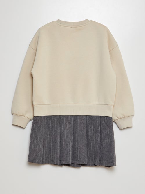 Vestido-camisola em moletão com inscrição em relevo e brilhantes - Kiabi