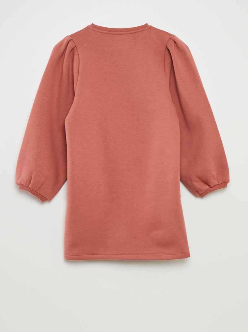 Vestido-camisola em moletão liso ROSA - Kiabi