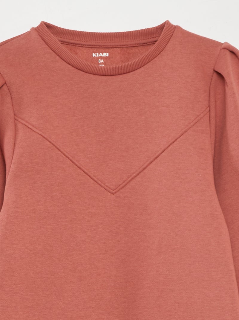 Vestido-camisola em moletão liso ROSA - Kiabi