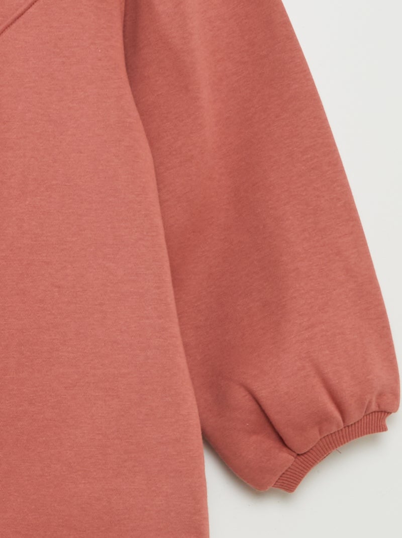 Vestido-camisola em moletão liso ROSA - Kiabi