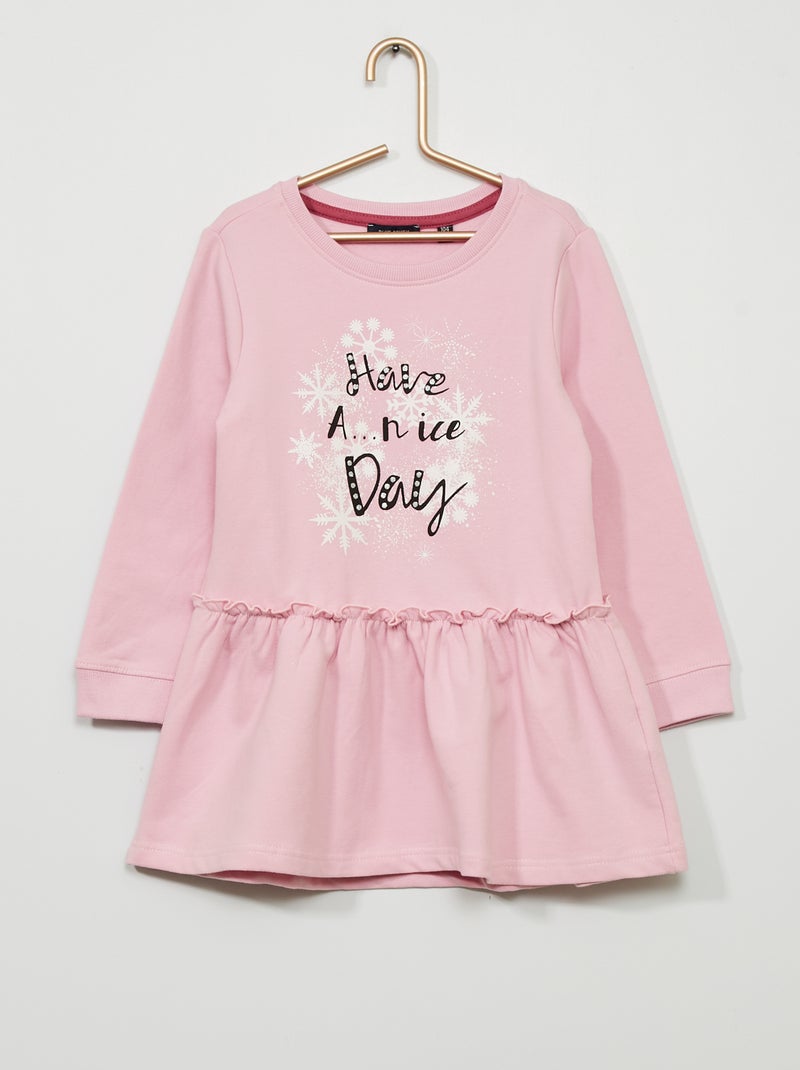 Vestido camisola em moletão Rosa - Kiabi