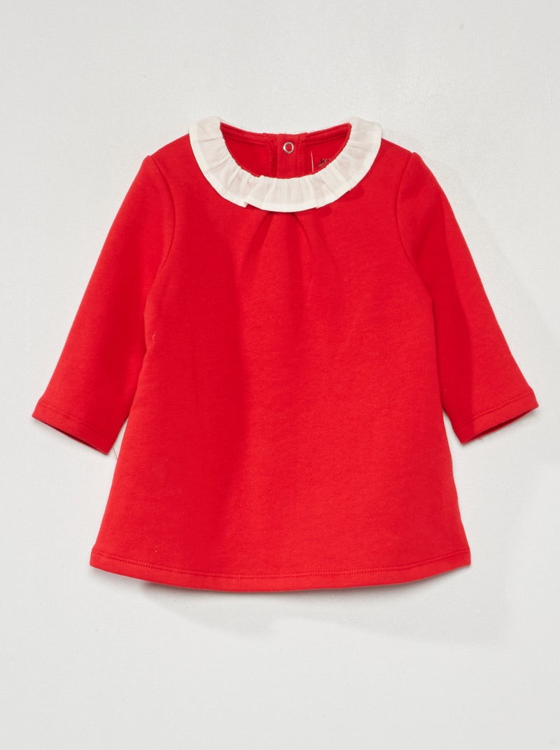 Vestido-camisola em moletão VERMELHO - Kiabi