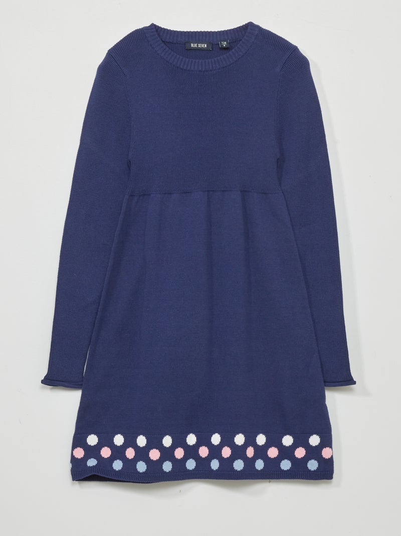 Vestido-camisola evasé às bolinhas AZUL - Kiabi
