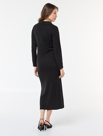 Vestido camisola gola polo manga comprida