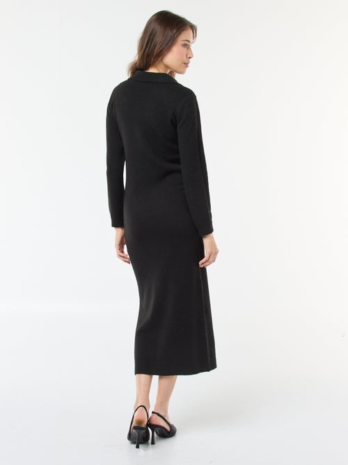 Vestido camisola gola polo manga comprida - Kiabi