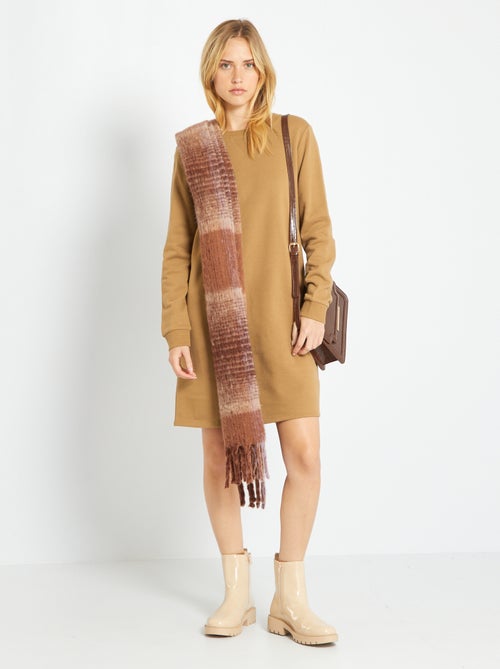 Vestido-camisola liso em moletão - Kiabi