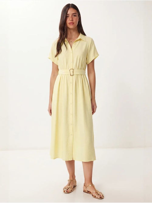 Vestido camisola midi de popelina com cinto istanbul - Kiabi Vestido camisola midi de popelina com cinto istanbul - Kiabi