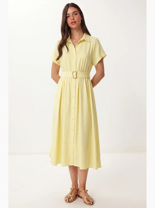 Vestido camisola midi de popelina com cinto istanbul - Kiabi Vestido camisola midi de popelina com cinto istanbul - Kiabi