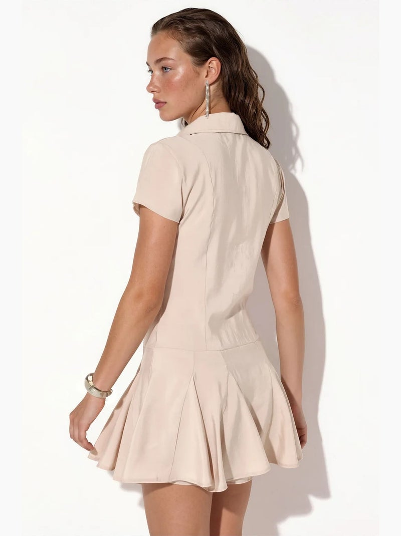 Vestido camisola midi feminino em linha a busem Bege-argila - Kiabi