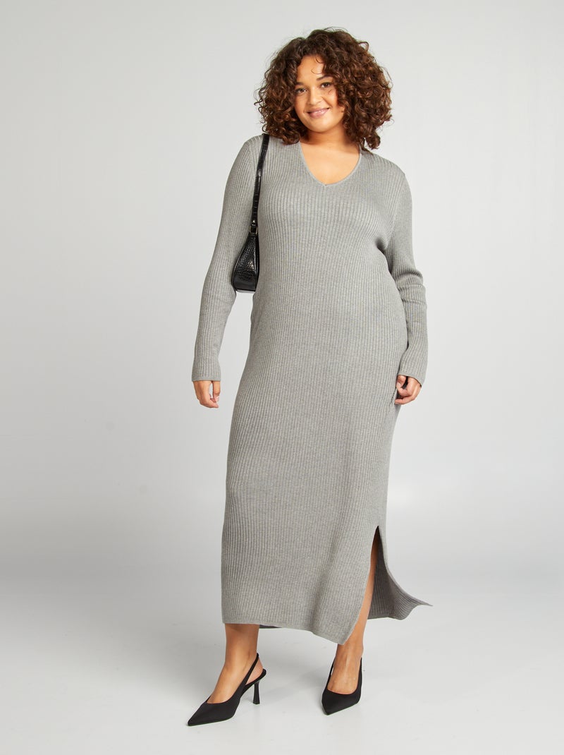 Vestido-camisola nervurado CINZA - Kiabi