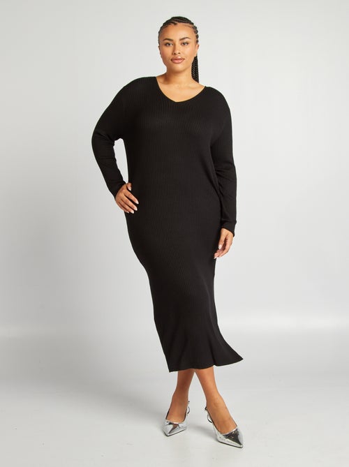 Vestido-camisola nervurado - Kiabi