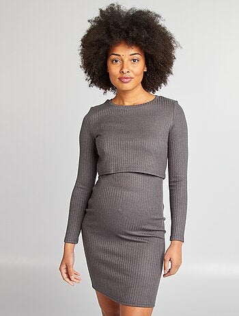 Vestido canelado de amamentação
