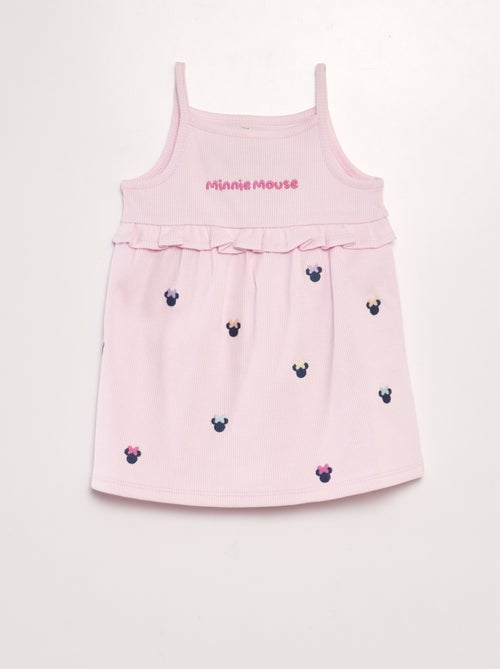 Vestido canelado 'Disney' com alças finas 'Minnie' - Kiabi