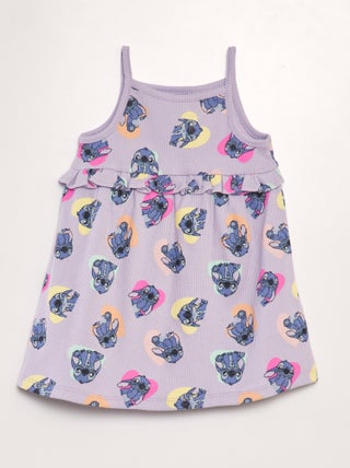 Vestido canelado 'Disney' com alças finas 'Stitch'