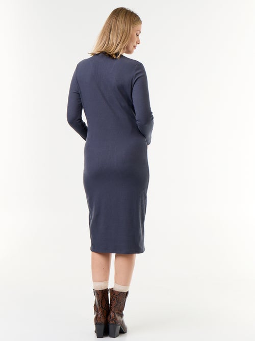 Vestido cardigan abotoado em canelado - Kiabi Vestido cardigan abotoado em canelado - Kiabi