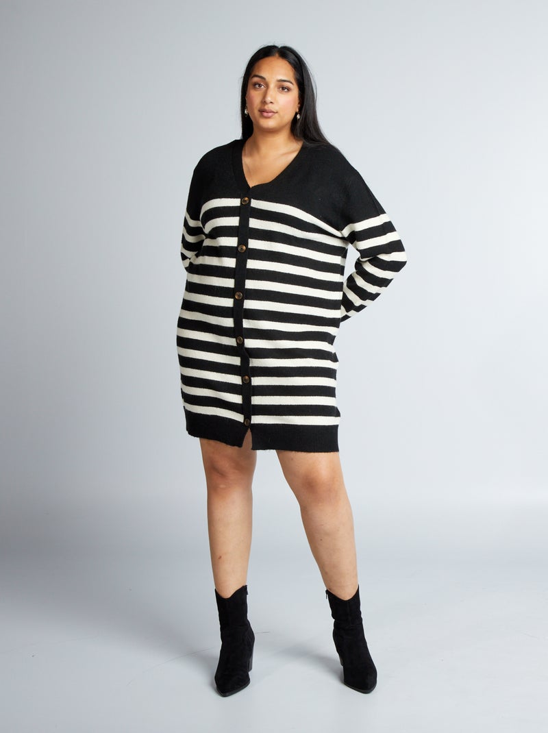 Vestido-casaco em malha PRETO - Kiabi