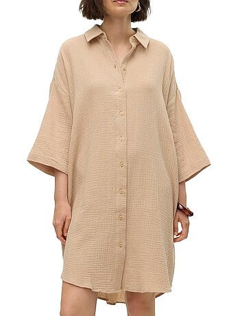 Vestido Chemise Bege Vero Moda Natali para Mulher