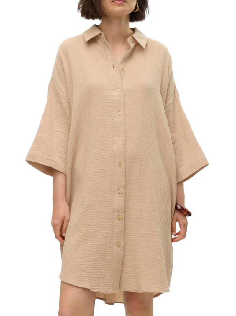 Vestido Chemise Bege Vero Moda Natali para Mulher Bege - Kiabi