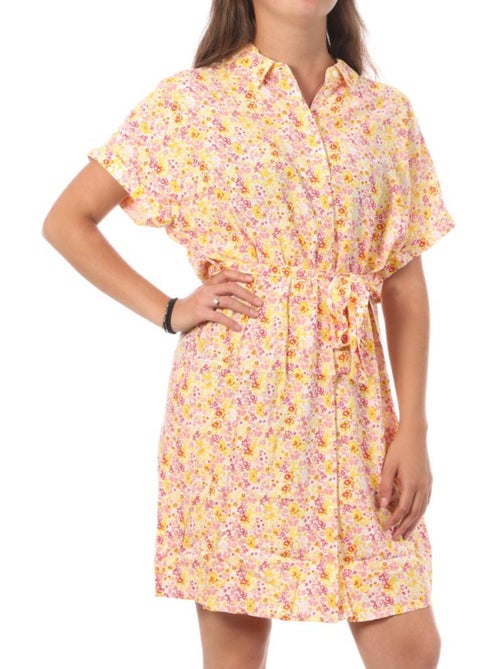 Vestido Chemise Vero Moda Easy Branco/Amarelo para Mulher - Kiabi