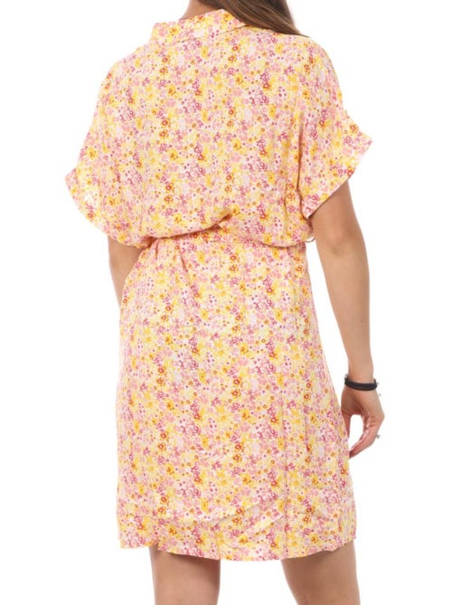 Vestido Chemise Vero Moda Easy Branco/Amarelo para Mulher - Kiabi