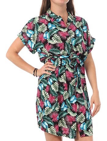 Vestido Chemise Vero Moda Easy Preto e Rosa para Mulher