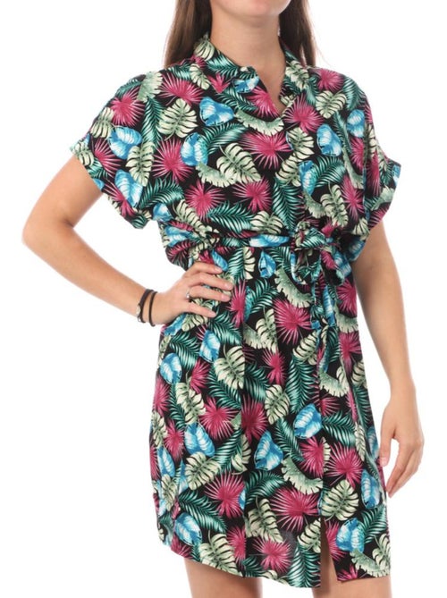 Vestido Chemise Vero Moda Easy Preto e Rosa para Mulher - Kiabi