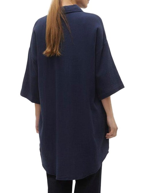 Vestido Chemise Vero Moda Natali Azul Marinho para Mulher - Kiabi Vestido Chemise Vero Moda Natali Azul Marinho para Mulher - Kiabi