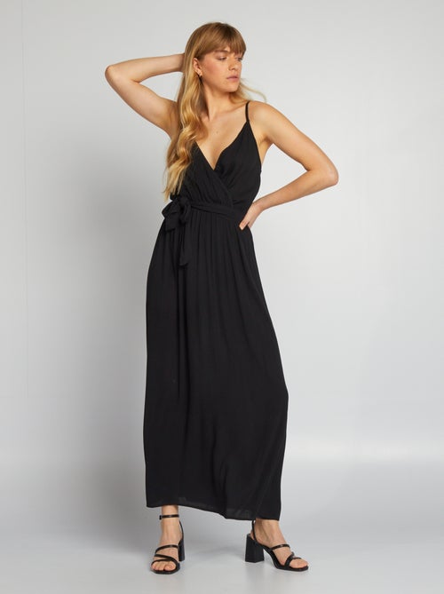 Vestido cintado com alças finas - Kiabi