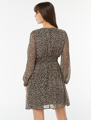 Vestido cintado em malha crepe