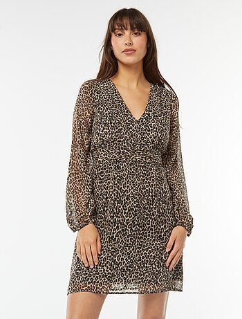 Vestido cintado em malha crepe