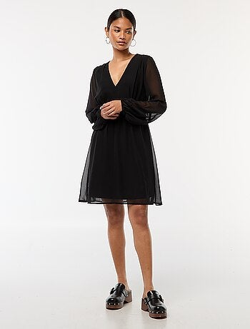 Vestido cintado em malha crepe