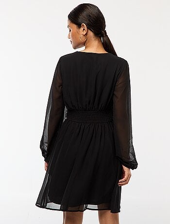 Vestido cintado em malha crepe