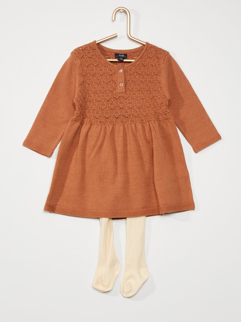 Vestido + collants Castanho - Kiabi