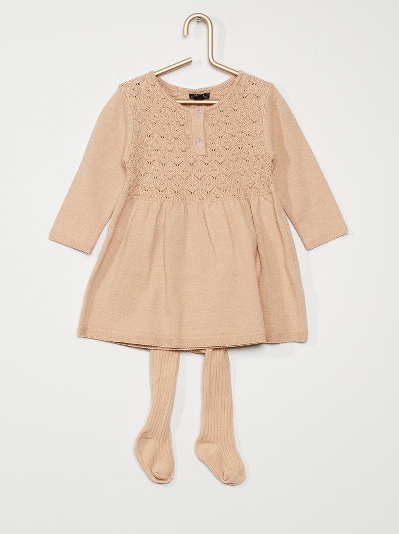 Vestido + collants Ecru - Kiabi