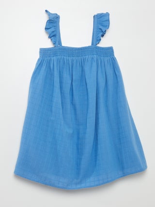 Vestido com alças com folhos