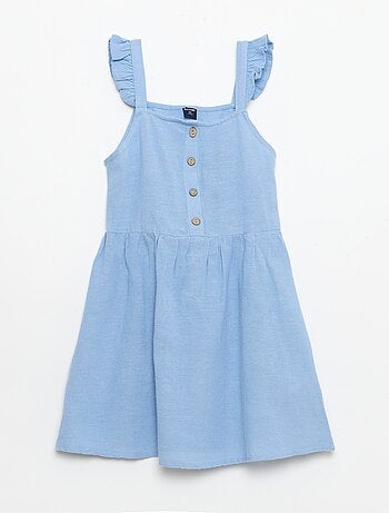 Vestido com alças com folhos