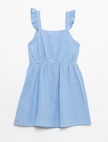 Vestido com alças com folhos