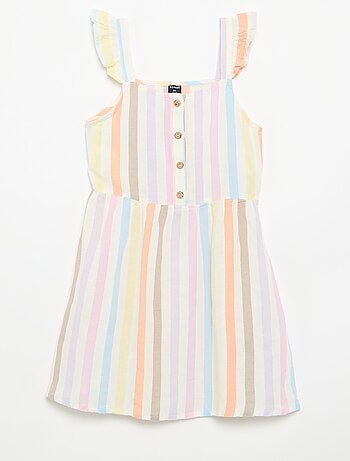 Vestido com alças com folhos