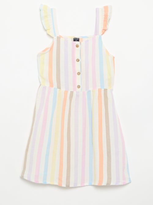 Vestido com alças com folhos - Kiabi