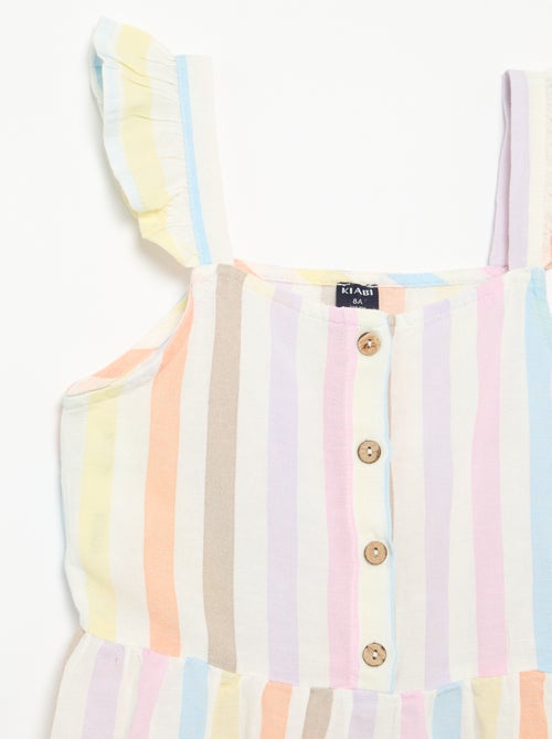 Vestido com alças com folhos - Kiabi