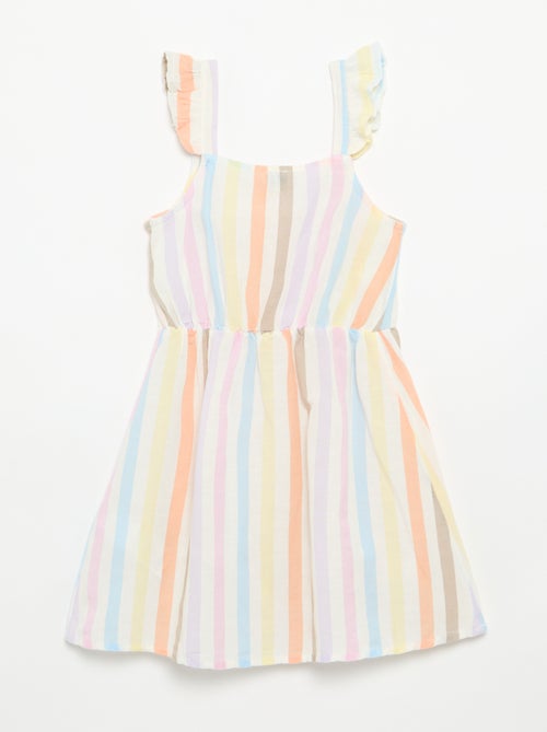Vestido com alças com folhos - Kiabi
