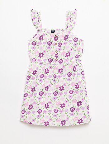 Vestido com alças com folhos