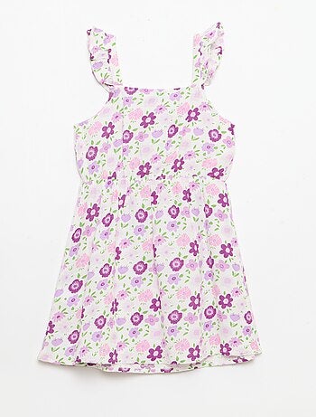 Vestido com alças com folhos