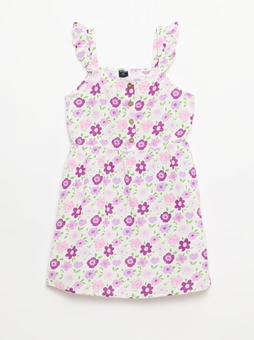 Vestido com alças com folhos - Kiabi