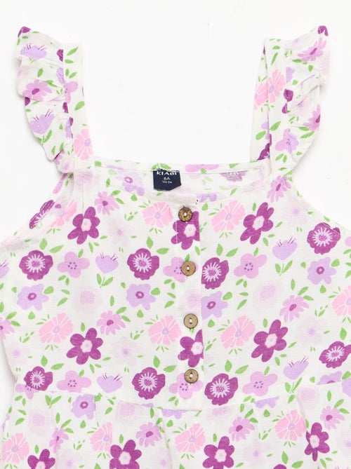 Vestido com alças com folhos - Kiabi