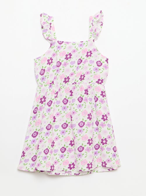 Vestido com alças com folhos - Kiabi