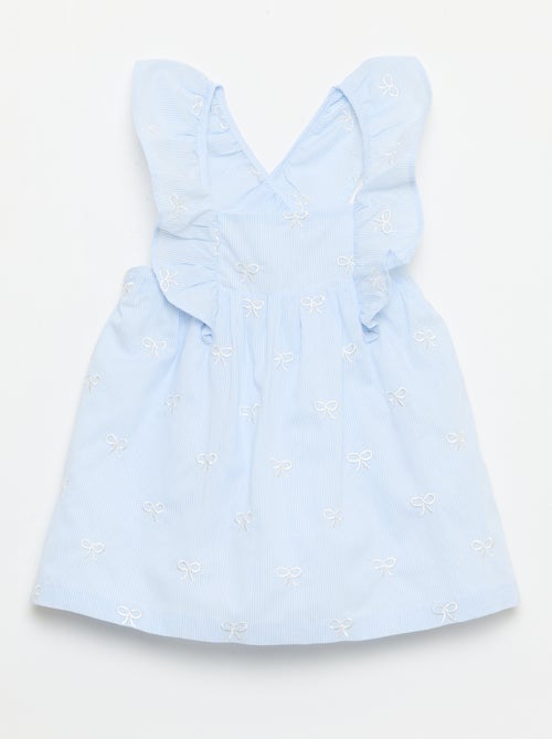 Vestido com alças com folhos e bordados - Kiabi