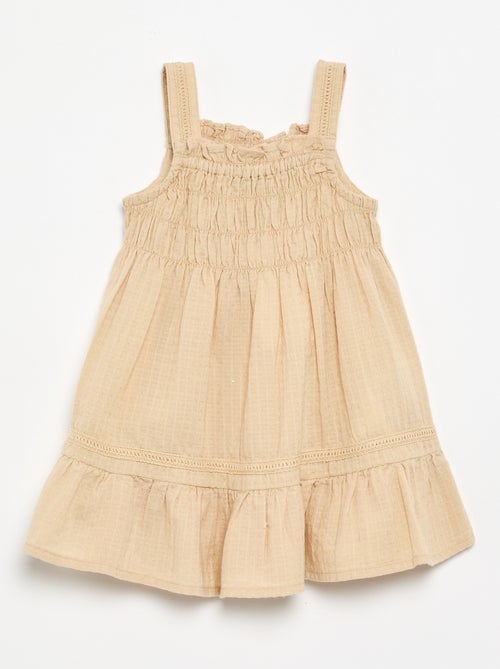 Vestido com alças com folhos e elásticas - Kiabi Vestido com alças com folhos e elásticas - Kiabi