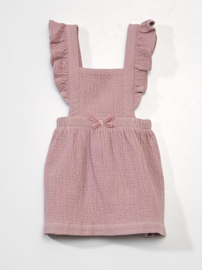 Vestido com alças com folhos Rosa - Kiabi